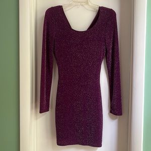 Guess Magenta Metallic Longsleeve Dress